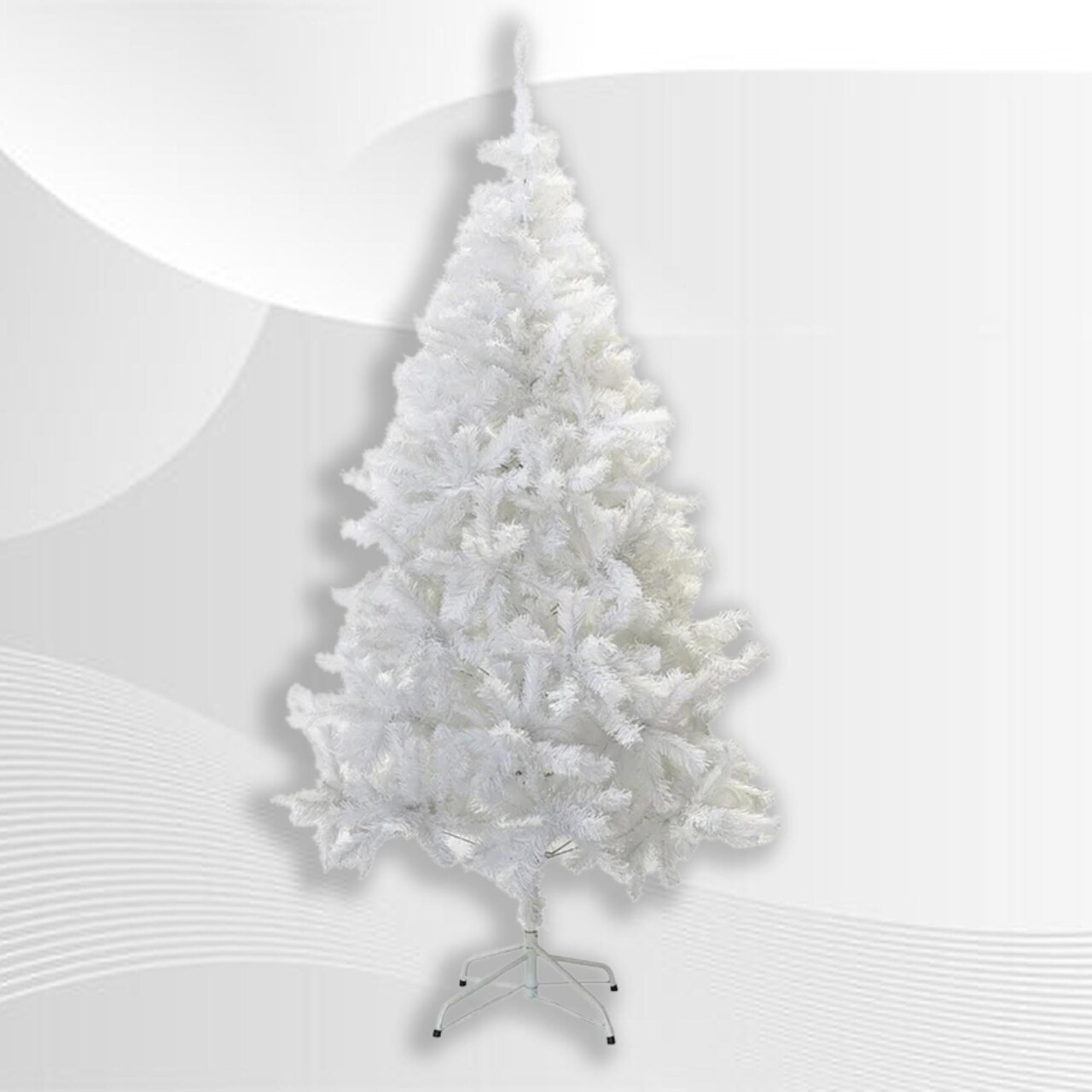 6 Ft White Classic Pine Artificial Christmas Tree with Full Bodied Hinged Branches and Stand